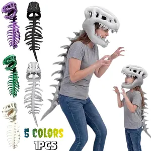 Upgraded Dinosaur Costume - 3D Skeleton Design,Realistic Halloween Dinosaur Skeleton Costume,Themed Skull Cosplay Props, Dinosaur Skeleton Headgear