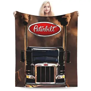Peterbilt themed print ultra-soft flannel blanket, warm and comfortable, suitable for sofas, bedrooms, offices in all seasons