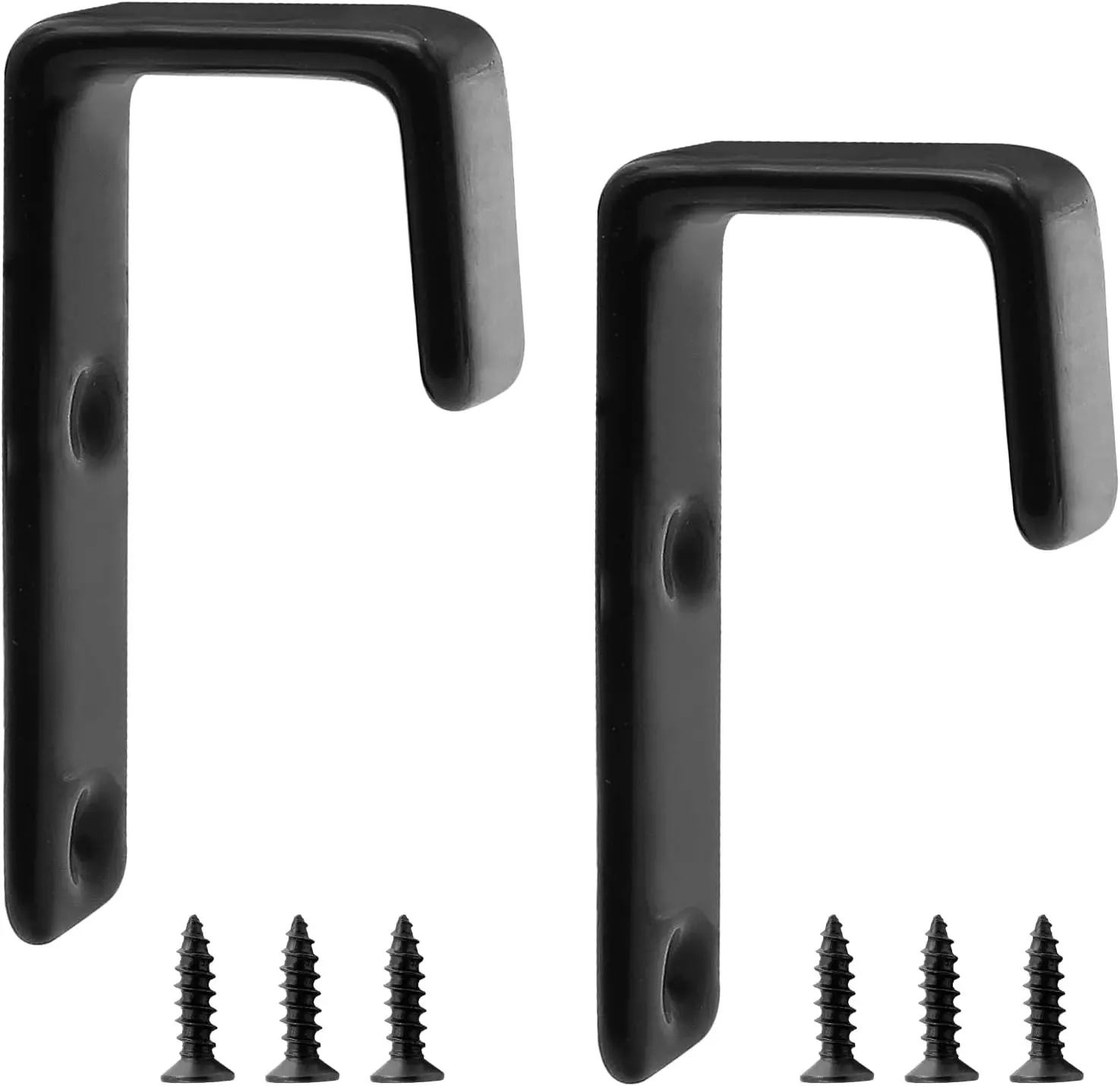 2pcs Bunk Bed Ladder Hook Brackets, Black, 1 Inch J Hook | PVC Coated, Heavy Duty Metal, For Loft Bed Stairs, Library Ladder Hardware