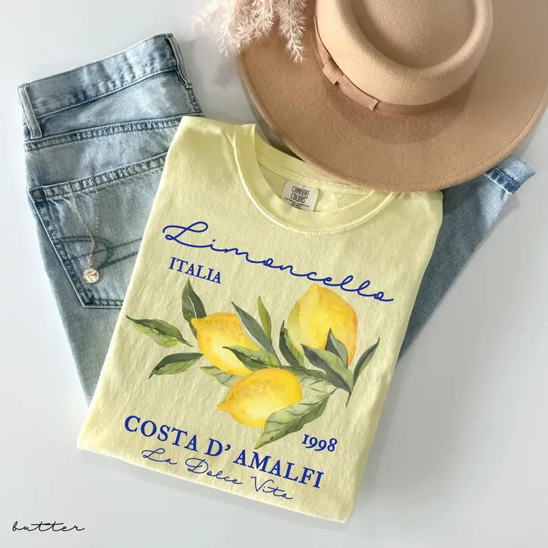 Comfort Colors Retro Limoncello La Dolce Vita Tee, Lemon Shirt, Summer Italy T-shirt,  Womenswear Top