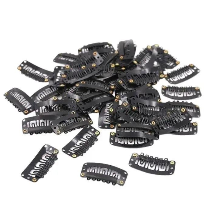 We Flower Hair Extension Clips, Basic PVC Wig Clips for Women with Silicone Backing, 5 Pack, 3.2 cm, U-Shape Snap Clips, Daily Use