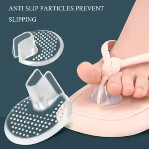 Transparent Anti-Wear Half Pads for Flip-Flops with Silicone Dots, Non-Slip Toe Protectors for Sandals
