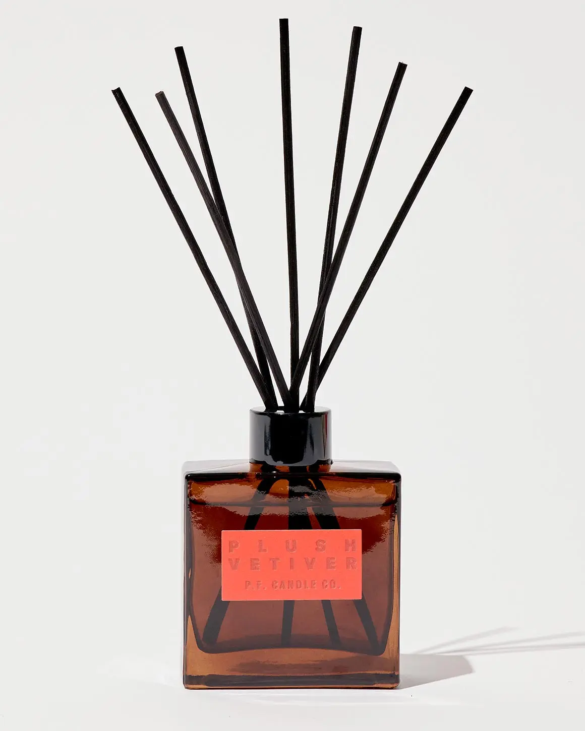 P. F. Candle Co. Scented Blonde Hinoki Hi-Fi Glass Bottle Reed Diffuser - Debossed Label, Rattan Reeds, Eucalyptus Moss Woodsy Aroma, Flame-Free Home Fragrance, Ideal Gift, Home Care Supply