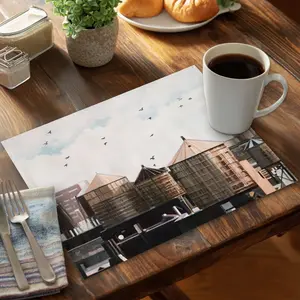 360 stand Rectangular Polyester Placemat - 14x18 in Blue Water Towers Design, Stain Resistant, Easy Clean, Indoor Use Tableware for Table Setting & Urban Charm Dining Decor (CPPM14183AD7FB), Stylish, Dining Table