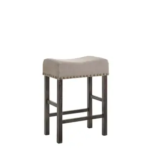 Martha II Counter Height Barstool Tan Linen/Weathered Gray - Acme Furniture