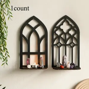 Gothic Cathedral Design Wall Mounted Crystal Display Shelf, 1 Count Handcrafted Crystal Holder, Home Decor for Living Room Bedroom
