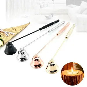 Stainless Steel Candle Extinguisher Snuffer Anti-Slip Bell Shape Cover Candle Stopper Wick Snuffer with Long Handle