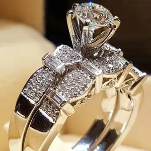 Huitan Trendy Luxury Sets Rings for Women Engagement Wedding Party Gorgeous Full Bling Iced Out CZ Rings Statement Jewelry 2025Gift
