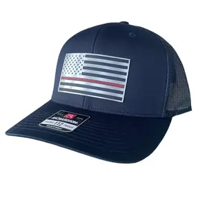 Thin Red Line American Flag Trucker Hat – Firefighter Cap, First Responder Patriotic Snapback Hat for Men