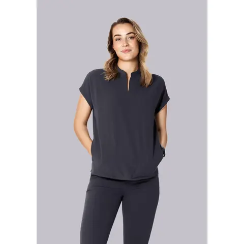 Mandala Scrubs Women's Pewter Mandala Dolman Top Workwear Uniforms with 4 Pockets, Ready-to-Wear Clothing for Women