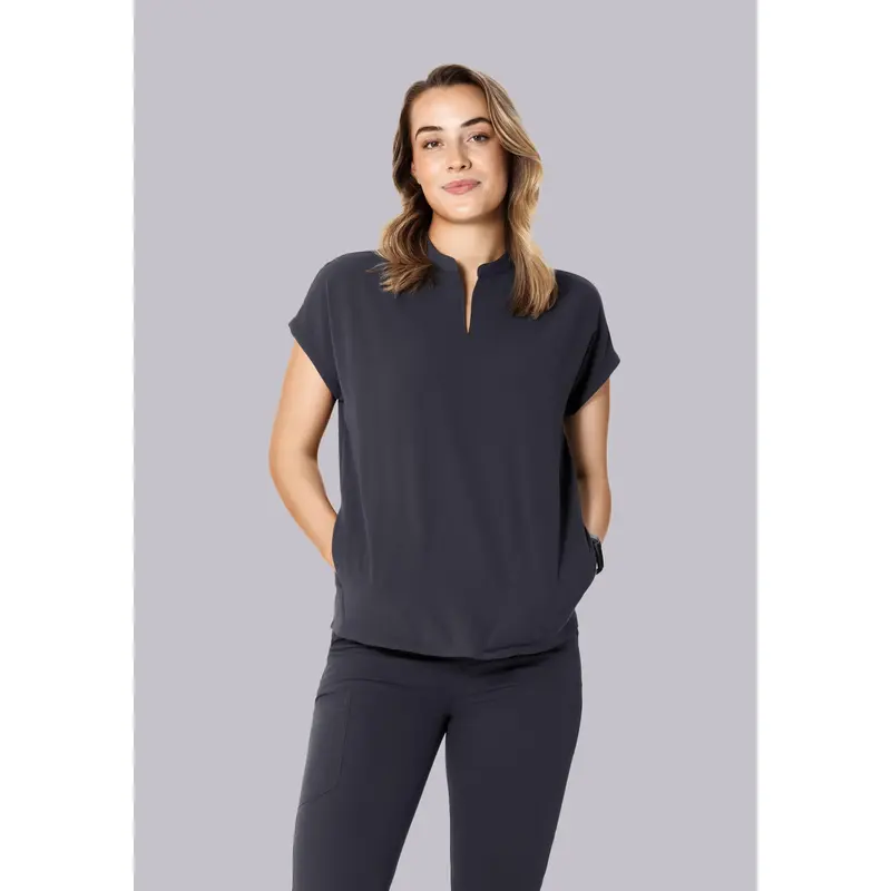 Mandala Scrubs Women's Pewter Mandala Dolman Top Workwear Uniforms with 4 Pockets, Ready-to-Wear Clothing for Women