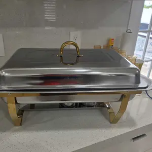 8 Qt Stainless Steel Rectangular Chafing Dishes (4/2 Pack) - Buffet Warmers Sets with Lids, Gold/Silver Handle Trays, Rectangular Casserole Dish for Catering, Party Kitchen Supplies,summerwins,outdoorfurnitureset,home decor,camping essentials