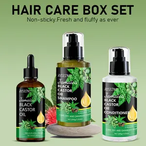 ROZINO Jamaican Black Castor Oil Shampoo Conditioner & Oil Hair Care Set for Growth Cleanse Strength & Anti-Hair Loss Hydrating Nourishing Cream Formula
