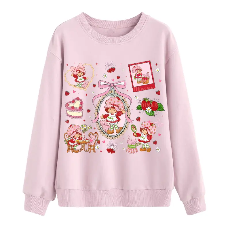 Pink Strawberry Love T-Shirt, Valentine Gift Shirt for Girlfriend, valentine's day sweatshirt, Strawberry Shortcake merch