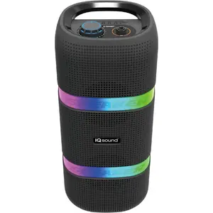 IQ Sound IQ-3604BT Portable Bluetooth Speaker, 2x4", TWS, LED Lights, USB/SD/AUX, Mic, FM Radio, 12W, Rechargeable, Handle