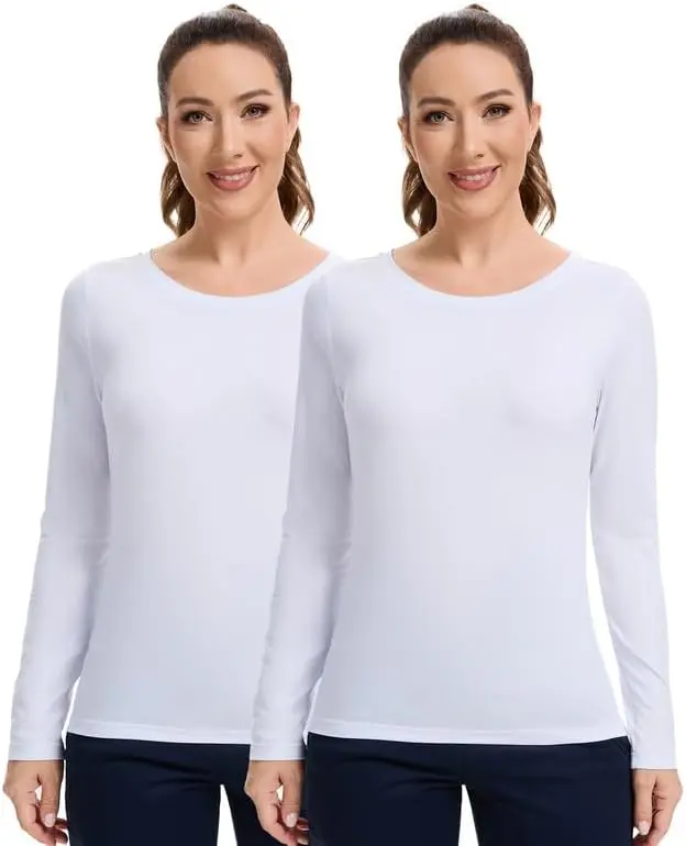 Kitmaz Women's 2-Piece Underscrub Thermal Shirt - Smooth 53% Cotton Fabric, Round Neck, Long Sleeve, Soft Breathable Women's Clothes for All-Day Comfort