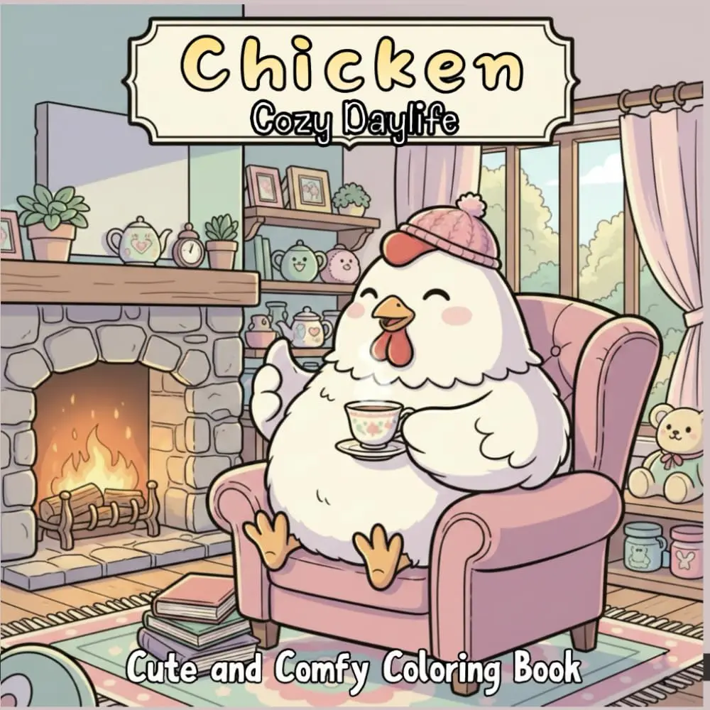 A Chicken Cozy Daylife: Coloring Book For Kids And Adults Featuring 50 Coloring Pages Of Cute Chickens, Relaxing Cozy Life Scenes, Easy To Color ... For Teens, Stress Relief, And Farm Animal Fun, Paperback