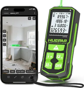 Huepar 330Ft Bluetooth Laser Distance Meter, APP Control Rechargeable Green Laser Measuring Tool, ±1/16" High Accuracy, Angle Sensor, IP54 for Construction & Home