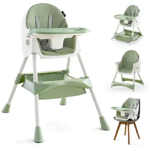 HARPPA 6-in-1 Convertible Baby High Chair, Foldable Highchair with Removable Tray, Baby Feeding Chair With Harness & Storage Basket, Toddler Gift, Baby Items