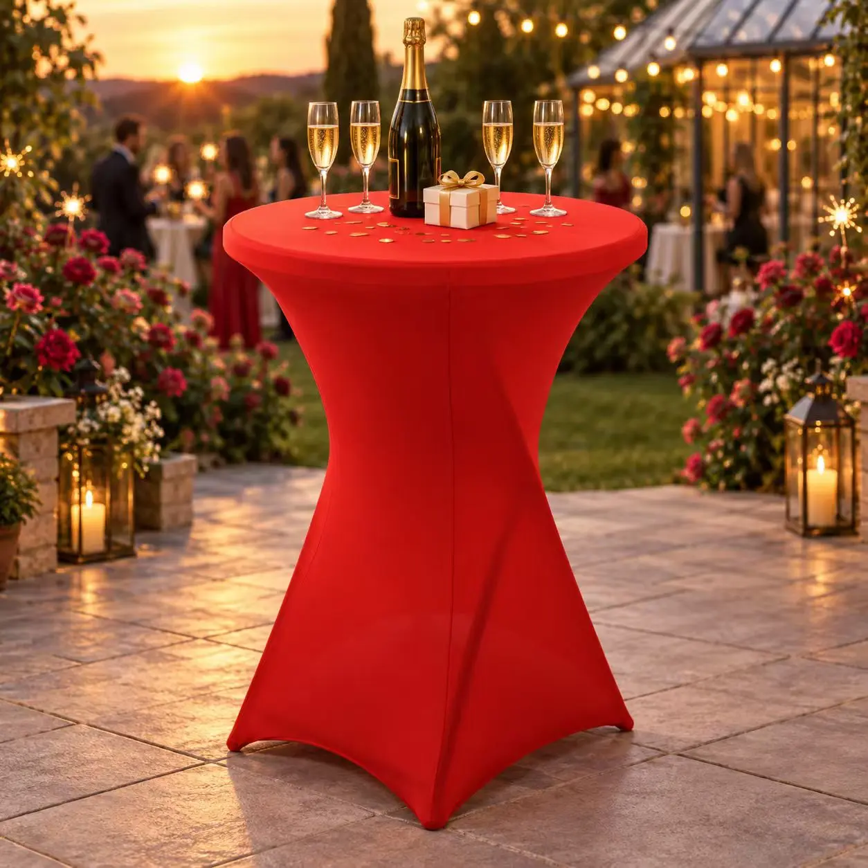 Cocktail Table Cover 2 Pack 32x43 Inch Spandex Fitted Stretch Tablecloth Wrinkle Free High Top Table Cover for Party Bar Wedding
