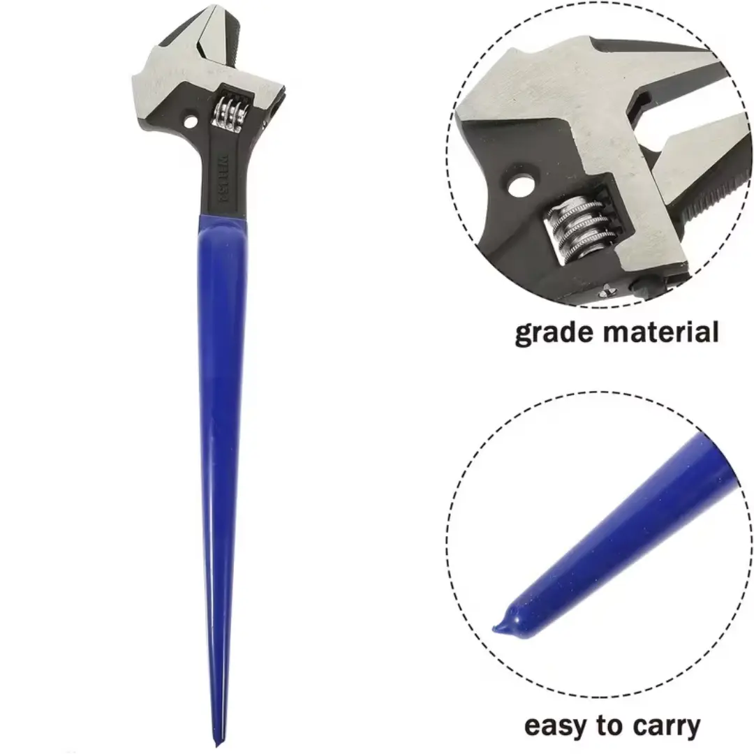 16-Inch Adjustable Spud Wrench, Heavy Duty Adjustable Wrench, Reversible Jaw Pipe Wrench with 85mm Jaw Opening, Hammer Head, Non-Slip Handle for Auto Repair, Plumbing & Construction#TikTokShopStockUp