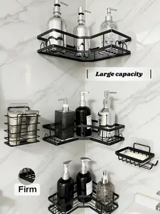 Bathroom Corner Shelf No Drill Wall Mounted Storage Rack Large Capacity Waterproof Organizer