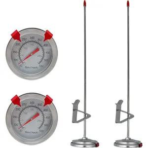 Meat candy deep fry thermometer 2 dial thermometer 12 long stainless steel stem cooking thermometer for grill turkey bbq pack of 2