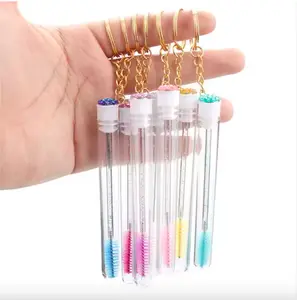 Mini Lash Brush Tube Keychain with Spoolie Wand-Blue