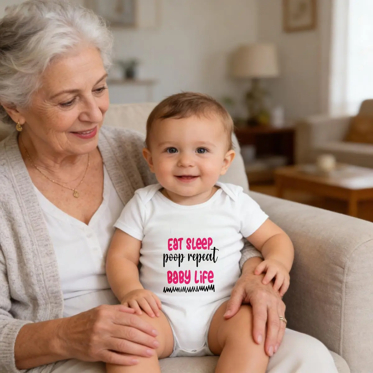 Eat Sleep Poop Repeat Baby Life Baby Short Sleeve Cotton Onesie