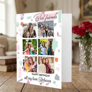 Personalized Birthday Card for Bestie Custom Photo Greeting Card Unique Gift for your friends and loved once