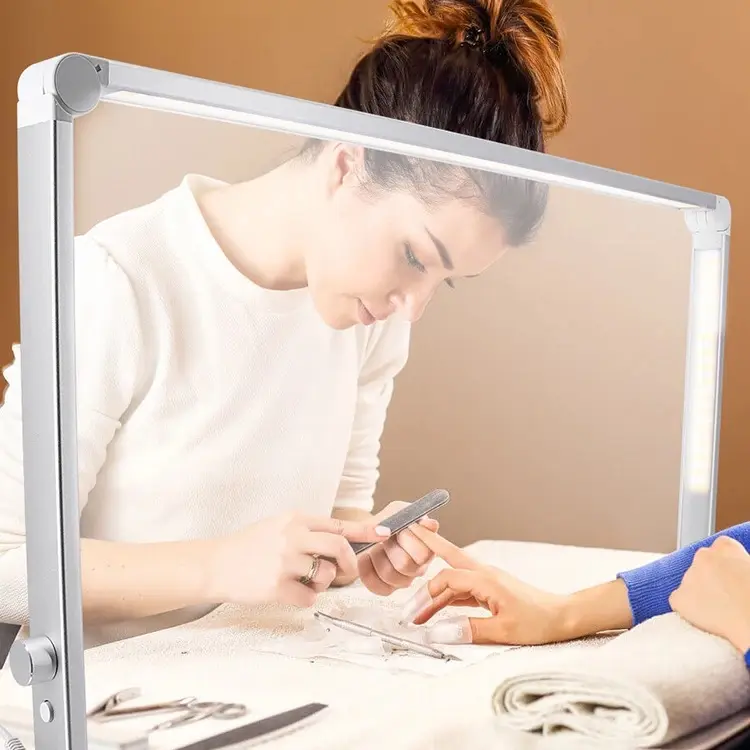 Foldable Square LED Nail Desk Lamp with Stepless Dimming, 3 Color Modes for Nail Tech, Lash Extensions, Tattoo and Beauty Services