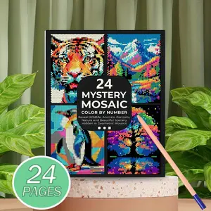 24 Pages Adult Coloring Book, Pixel Art Hidden Images, Relaxing Activity Book, Ideal Gift for Artists, Mindfulness Practice, Birthday & Holiday, Stress Relief Coloring Book