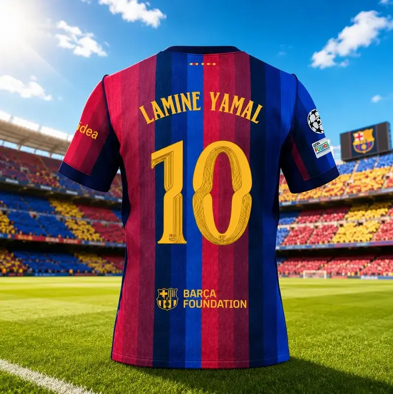 [FULL LOGO] - Blue Red Barcelona Home Football Jersey | Unisex Breathable Quick Dry Soccer Shirt - Personalized on Request