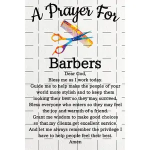 Funny A Prayer For Barbers Tin Sign Home Wall Art Decor Barber Gift Metal Painting Wine Bar Decor for Barber Room Men Cave Bedroom Home Office Poster 8x12 inch