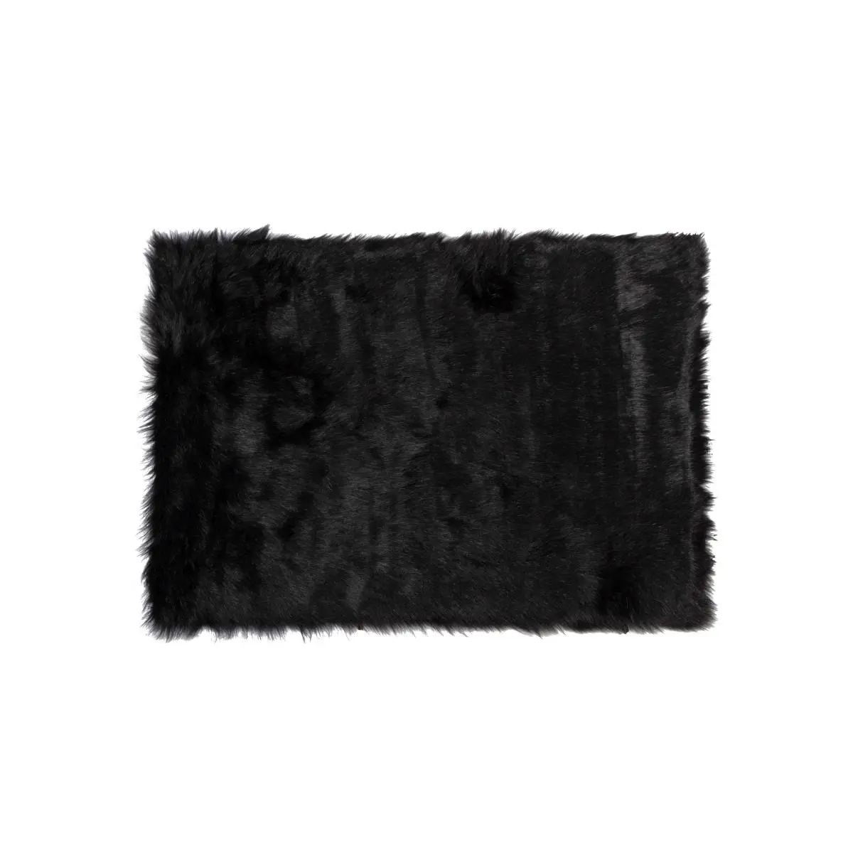 HomeRoots 2 x 3 ft Luxury Tufted Hudson Plush Faux Fur Area Rug, 100% Animal-Free Soft Acrylic, Durable Indoor Machine-Washable Rectangular Black Bedroom Rug, Plush Faux Fur Area Rugs