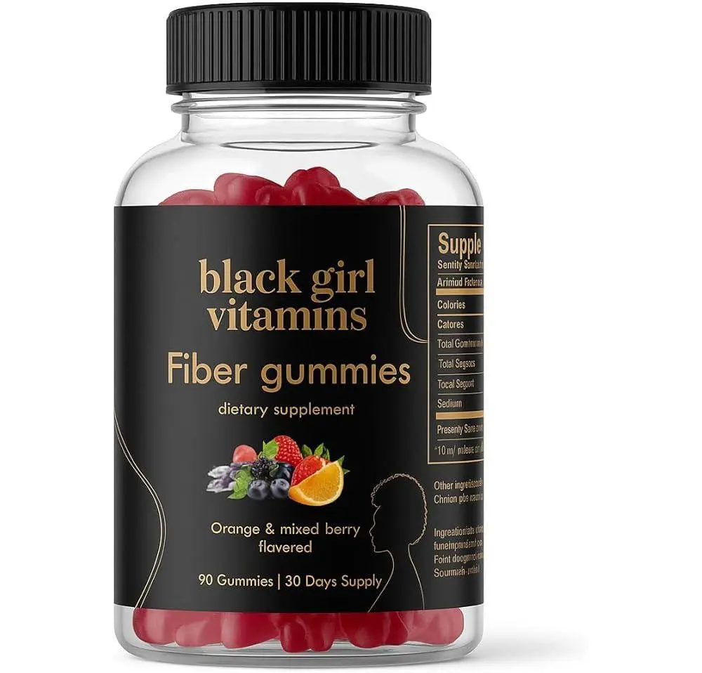 Black Girl Vitamins - Fiber Gummies - Supports Digestion, Regularity & Microbiome Balance - Vegan, Gluten-Free, Halal (Orange & Mixed Berry, 30 Day Supply)