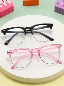 2 Pairs Square Clear Lens Non-Prescription Glasses for Kids & Adults – Decorative Eyewear for Phone, Computer & TV Use