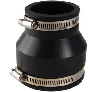 Flexible PVC Rubber Coupling with Stainless Steel Clamps 4 x 2 Inch Black for Secure Attachments and Durability