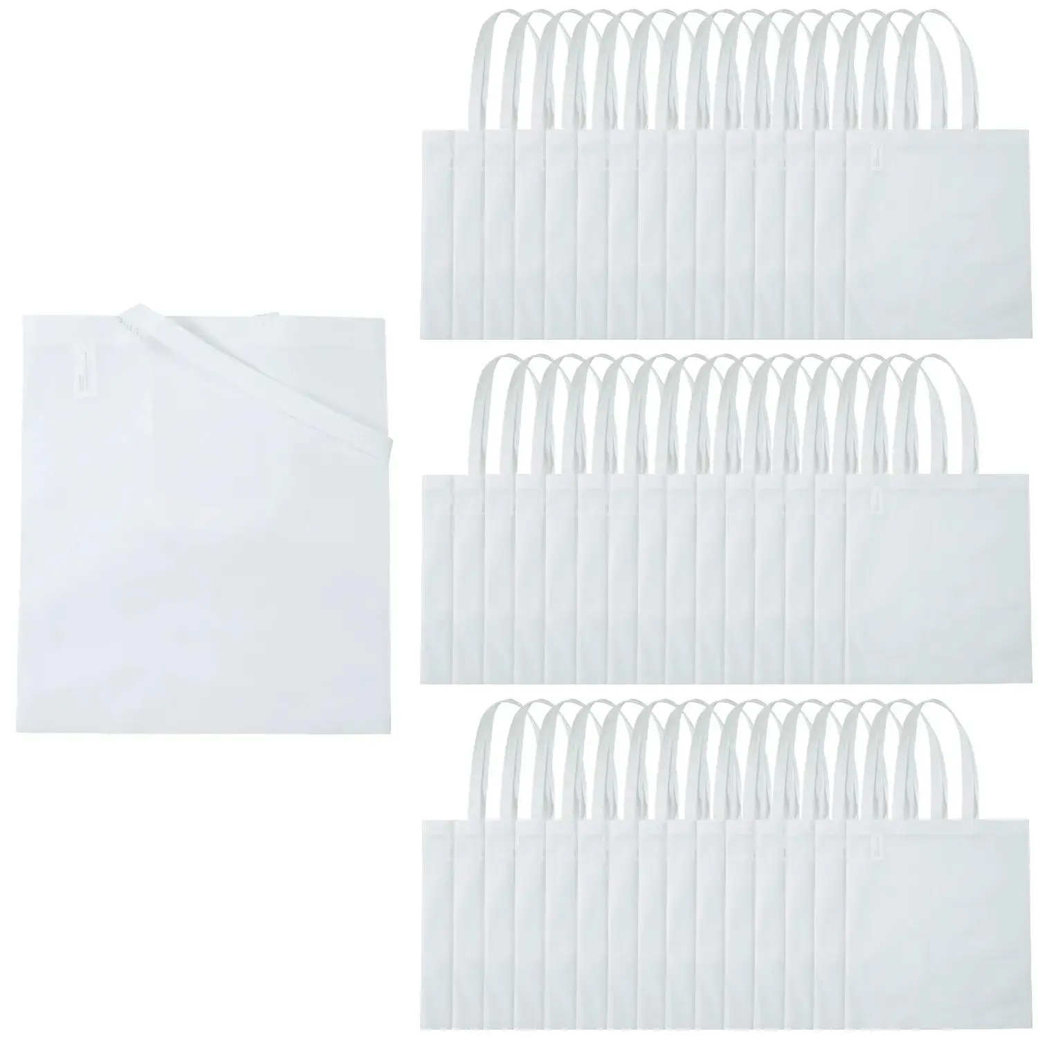 15" x 17" Bulk 48 Pc. Large White Nonwoven Tote Bags, Gifts, Sturdy