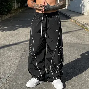Fashionable and trendy star design, versatile and comfortable, wide-leg silhouette, perfect for streetwear, outdoor activities, sports, and fitness. Summer cool and breathable, casual pants