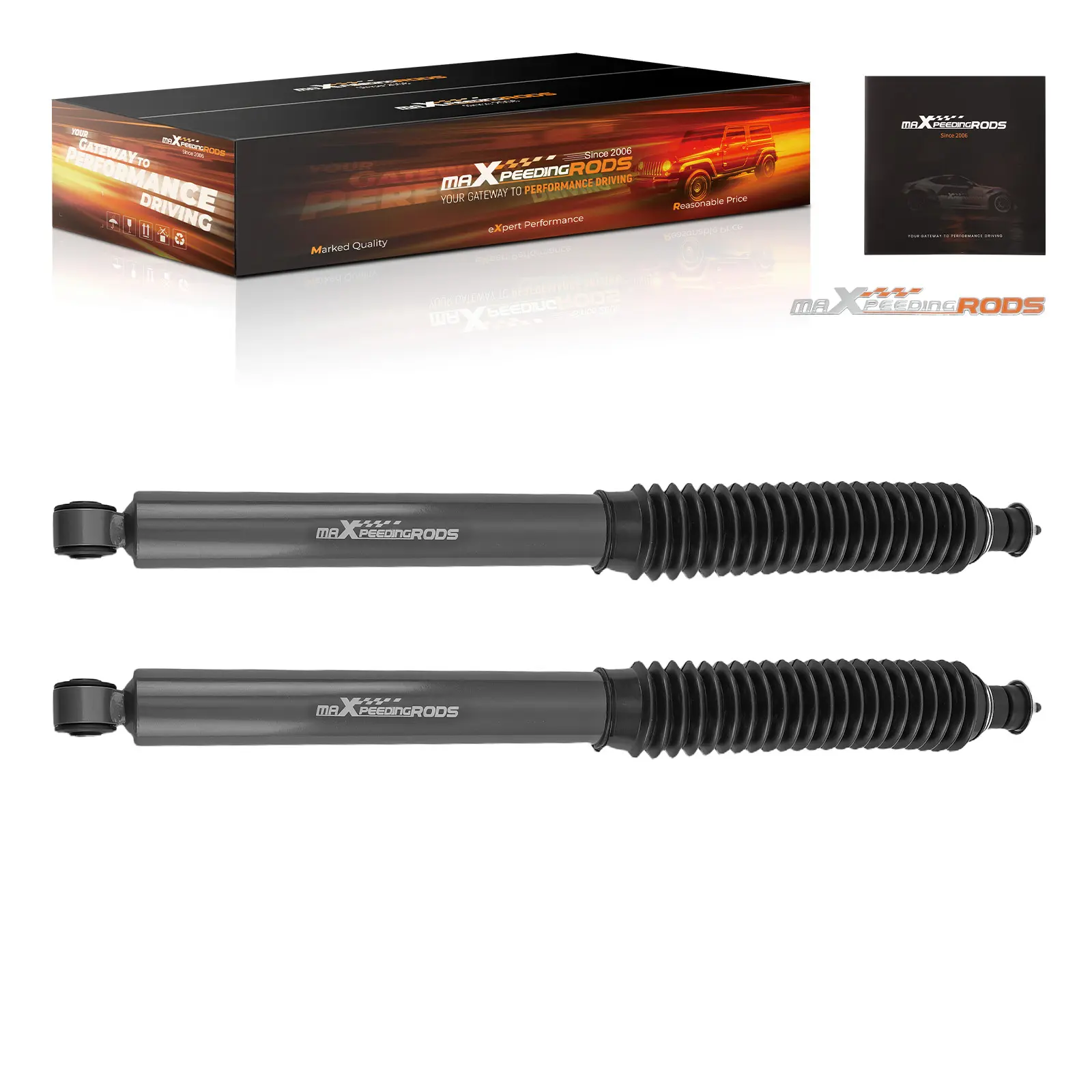 Pair Front Shock Absorbers compatible for Jeep Wrangler JK 2007-2018 with 3"-4.5" Lift