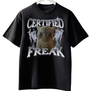 Vintage Cat Meme TShirt with Humorous Kitty Graphic Retro Washed Pet Lover Tee for Unisex Casual Wear
