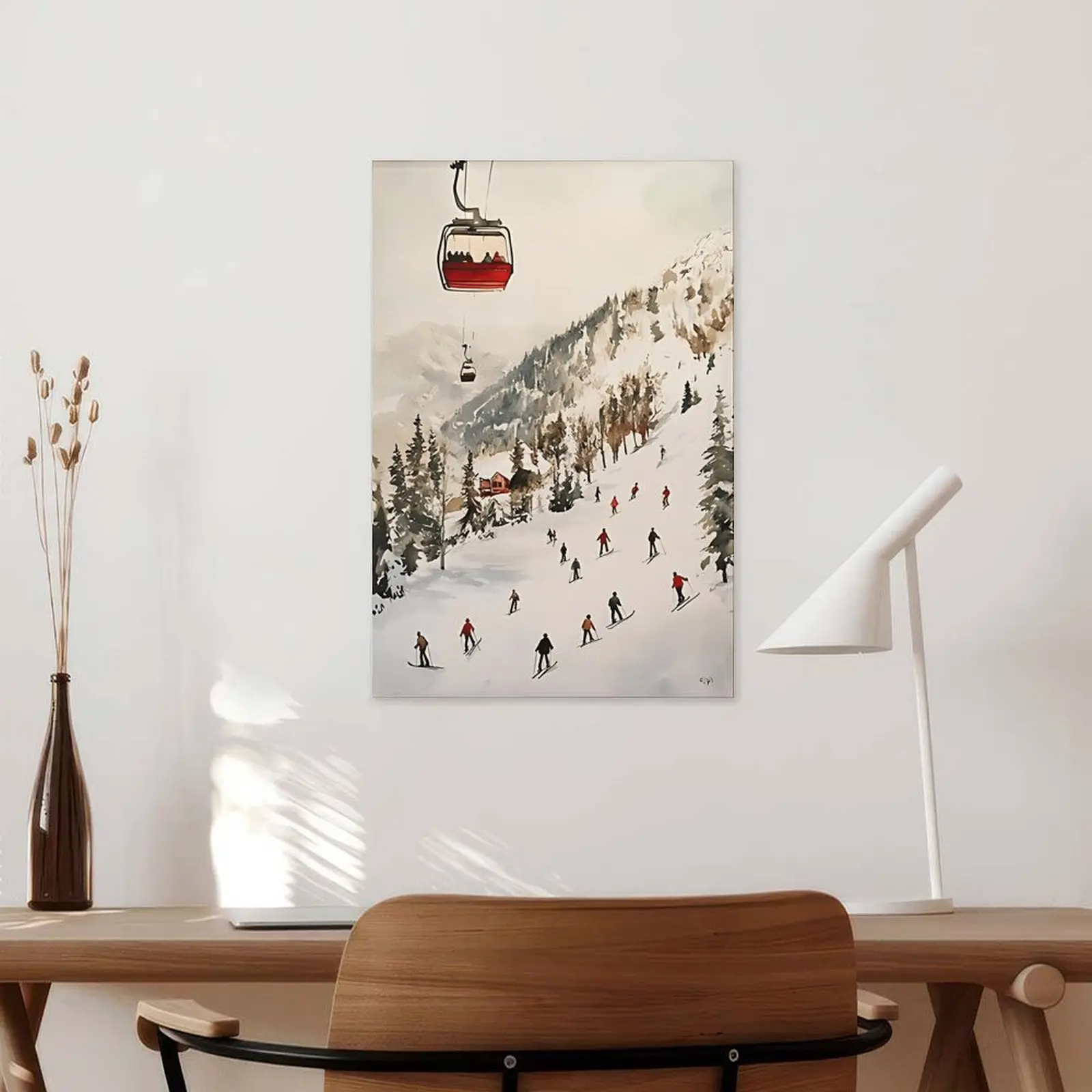 Vintage Ski Lift Ski Resort Wall Art Print - Retro Winter Sports Decor, Artistic Home Decoration for House Rooms