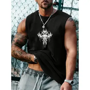 180g[100%cotton]men's dark gothic vests with tribal motifs