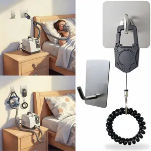 1Pack CPAP Hose Holder, CPAP Hose Holder for Bed Adjustable Bedside Stand with Anti-Unhook & Anti-Skid Design, Damage-Free Mount, Prevents Hose Leakage and Blockage for a Better Night's Sleep, Adjustable Hooks Hanger