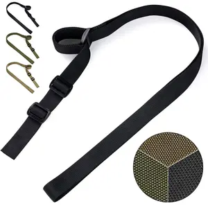 Two Point Sling with Quick Adjust Loop 1.25" Wide Tube Webbing 2-Point Sling Strap for Outdoor Sports Black/Khaki/Green