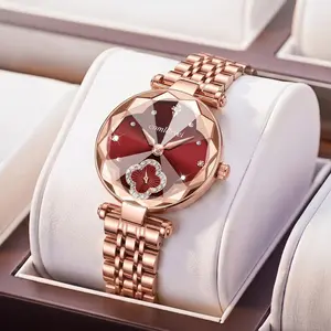 Elegant Watch Luxury Women's Quartz Watch New Year Gift, Clover Diamond Dial Dustproof, Waterproof, Scratch resistant Adjustable Strap, Casual Fashion Design Suitable for Various Occasions, Gift Giving
