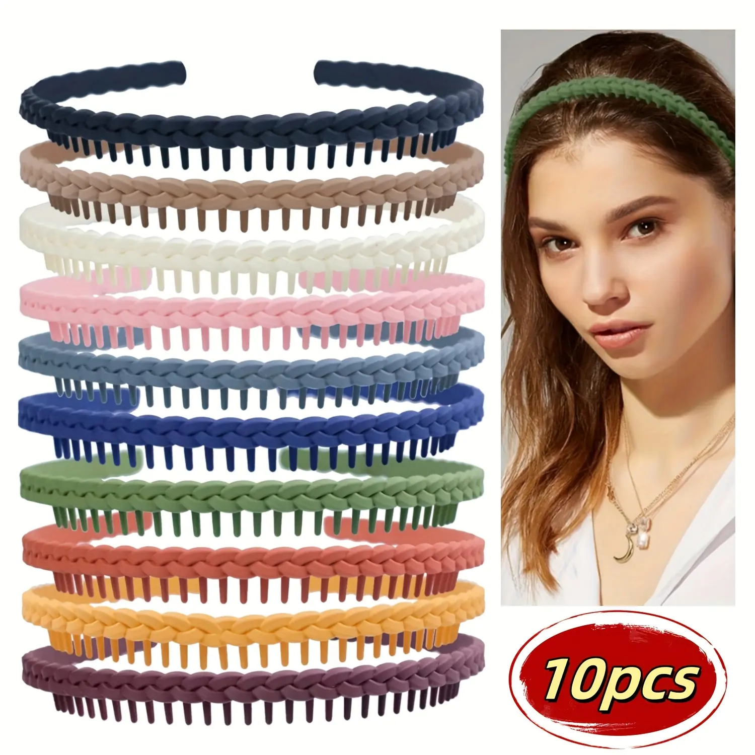 10 PCS Multi-colored Plastic Headbands with Teeth, No-slip Comb for Women, Fashion Effortless Hair Accessories, Headbands For Women