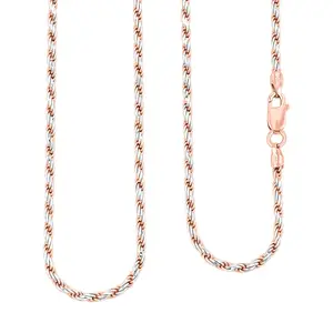 Rope Chain Necklace in 14K Rose Gold Over and Sterling Silver 8.84 Grams 20 Inches