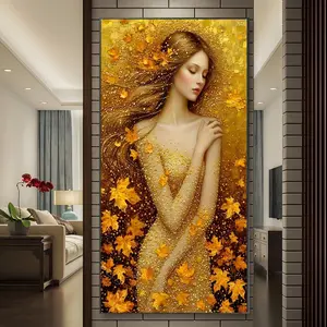Gold Leaf Dream Shadow Diamond Painting Kit, Mosaic Craft, Beginner Friendly 5D DIY Diamond Art Tool, Round Full Diamond Gemstone Gift